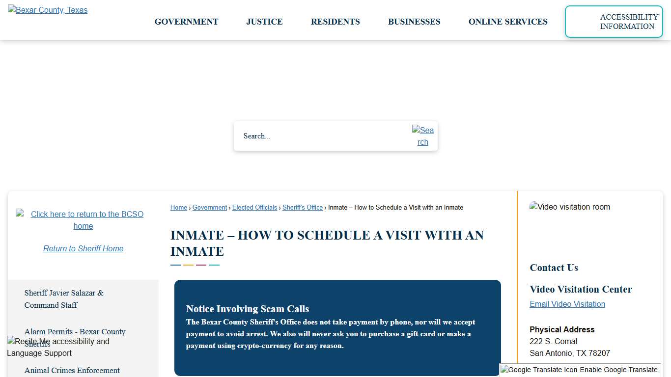 Inmate – How to Schedule a Visit with an Inmate | Bexar County, TX - Official Website